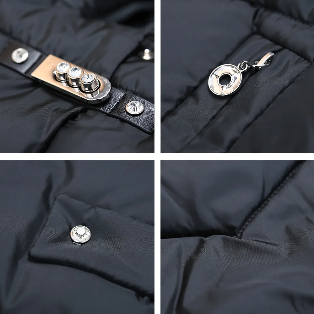 ICEbear 2017 Smooth Removable Fur Collar Winter Jacket Women Quality Buckles Decoration Women Quilted Parkas 17G6535