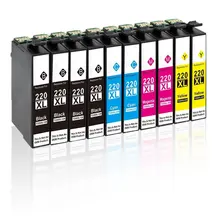 220XL 10 Pack Cartucho de Tinta Compatível para Epson 220 Compatível com XP-320 XP-420 XP-424 WF-2630 WF-2650 WF-2660