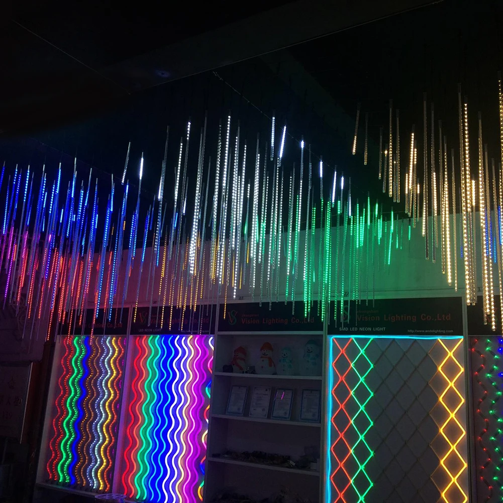 

20cm/30cm/50cm Meteor Shower Rain Tube Garden String Light Holiday Wedding Christmas Fairy Light White/Blue/RGB + 220V EU Power