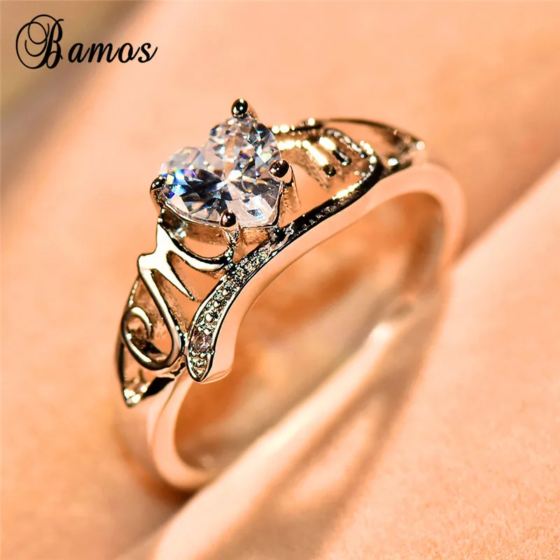 Luxury Female Love Heart Ring Romantic MOM Letter Engagement Ring Mother's Day Gift 925 Sterling Silver Wedding Rings For Women