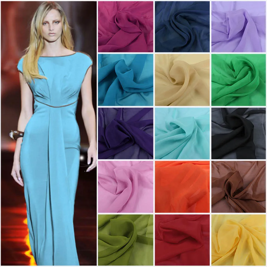

1 meter polyester chiffon fabric 100D Drape Bridal Wedding Dress Georgette tulle Lining Fabric Skirt Party Decorator 150cm wide