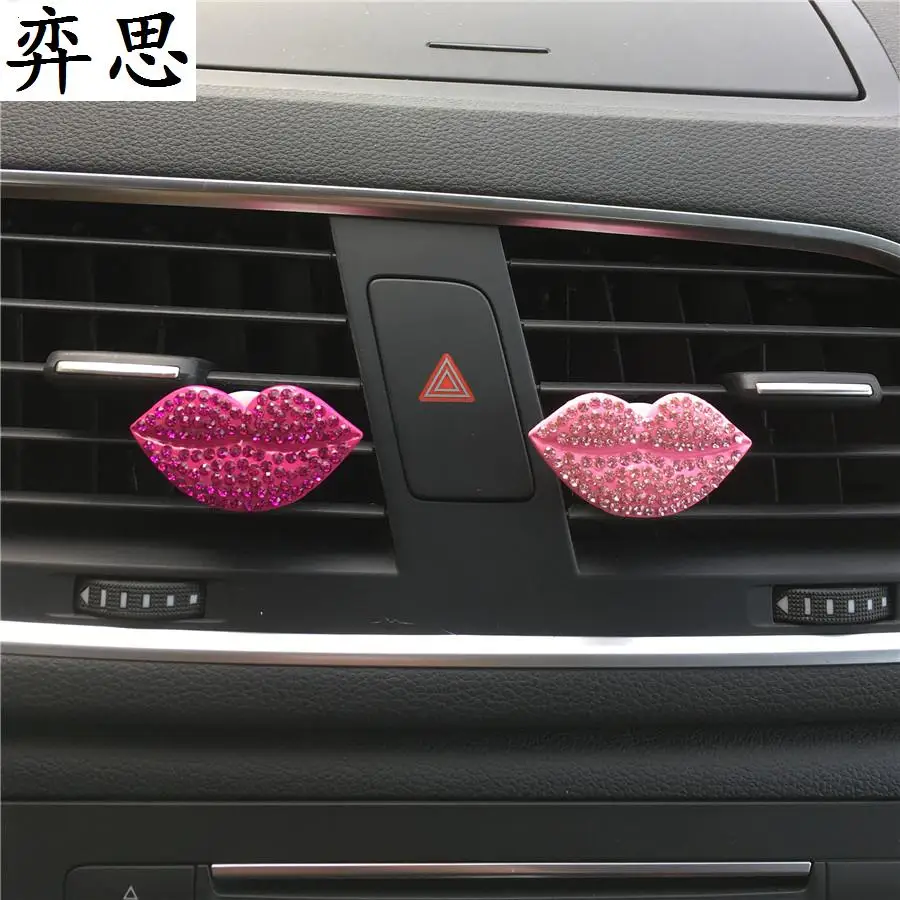 Flaming lips Car styling jewelry perfume Air conditioner decorative clamp Metal lips car air freshener Ladies