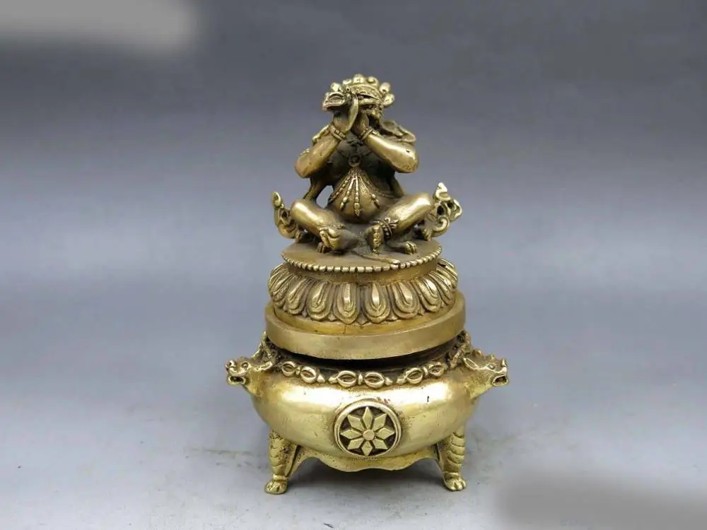 

China brass copper Feng shui Buddhism Bodhisattva Buddha Incense burner censer