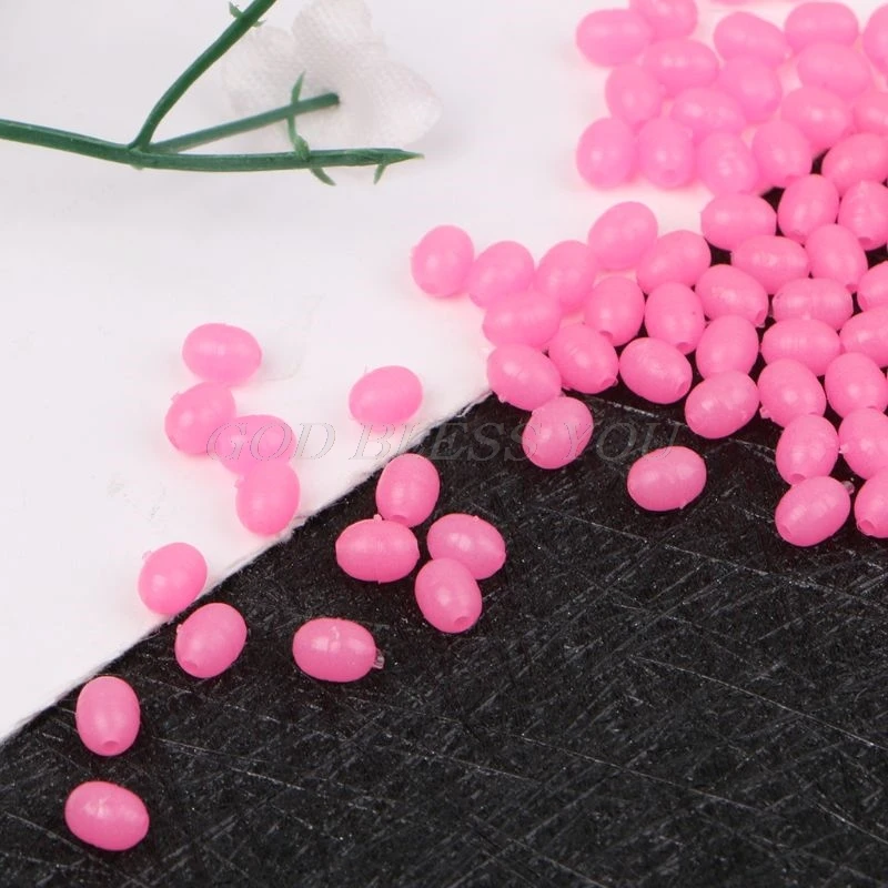 100Pcs Oval Hard Luminous Fishing Beads Sea Fishing Lure Floating Float Tackles 5 Colors Drop