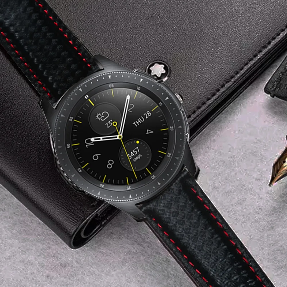 Ремешок AKGLEADER из натуральной углеродной кожи для Samsung Galaxy Watch S4 42 мм 44 новейший