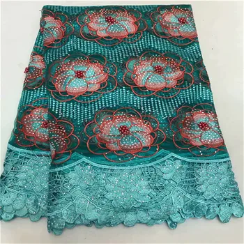 

High Quality Tulle Rhinestone African Lace Fabric Peach color Lace French Net Lace Fabric Guipure Nigerian Lace Fabrics