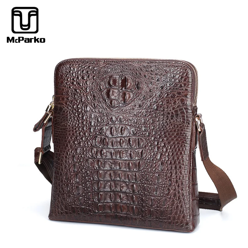 Mcparko 2019 Mens Shoulder Bag Genuine Leather Crocodile Men Fashion Luxury Messenger Crossbody Brown Business Male Gift
