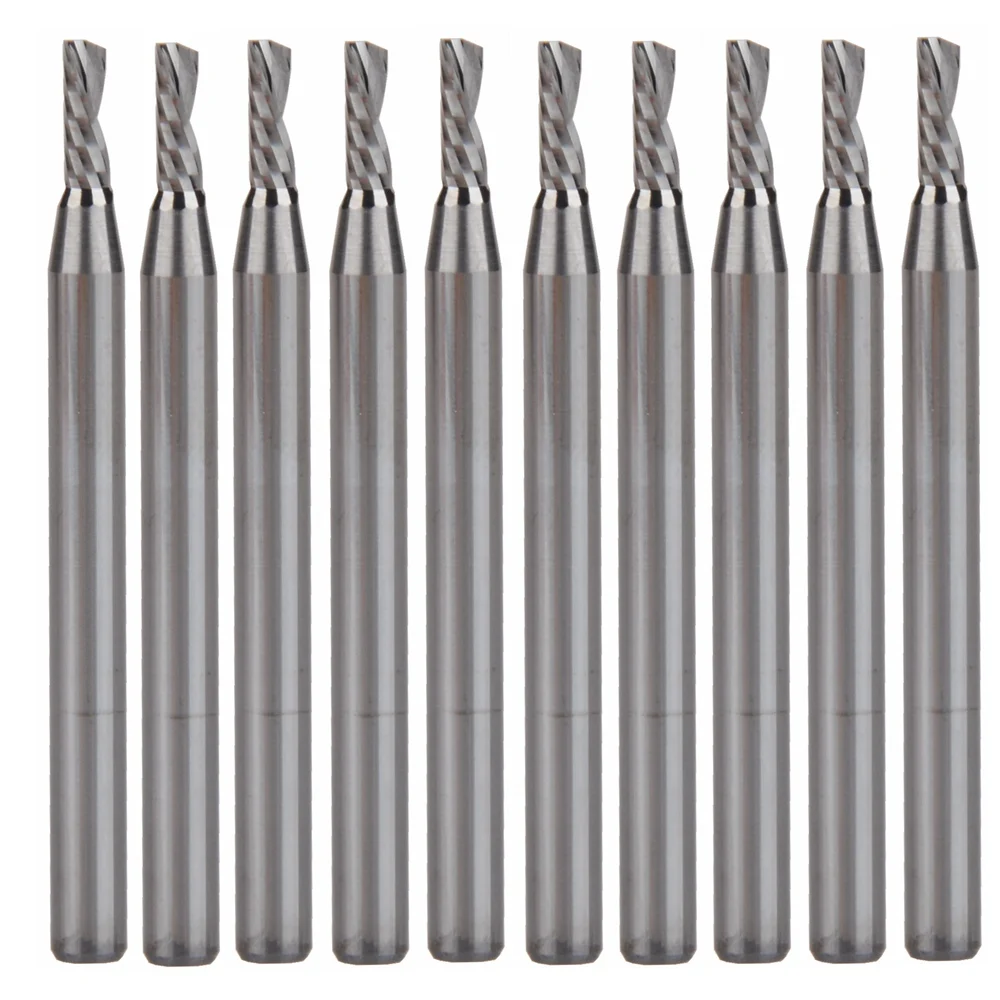 

10pcs/set 2.0X6mm Tungsten Solide Carbide Single Flute Sprial Bits Left Hand Down Cutting Tools Left Cutting Bits