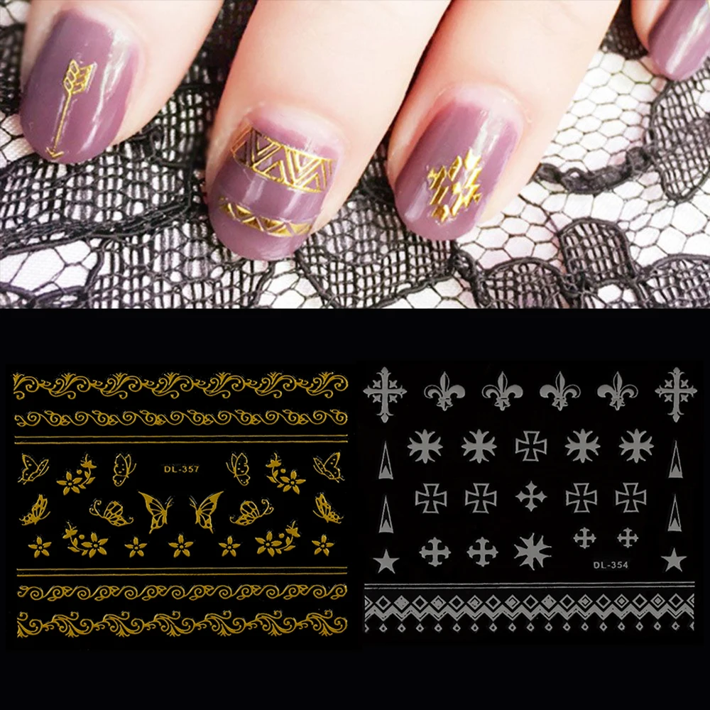 

1 Set Mixed Style 3D Bronzing Nail Stickers Flower Sticker Transfer Sticker Manicure DIY Nail Art Tips Beauty Manicure Decals
