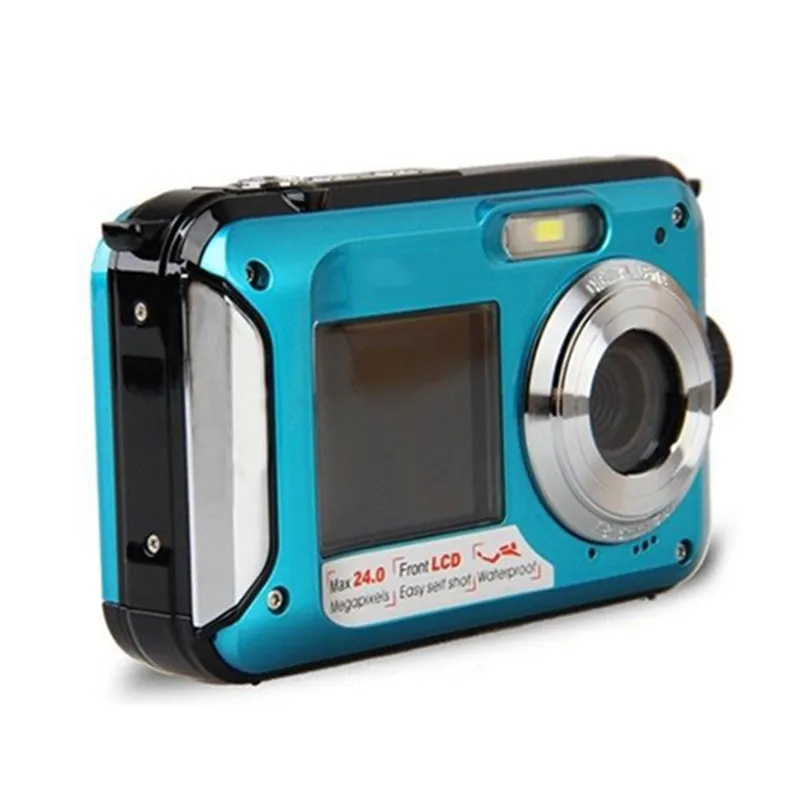 

Double Screen HD 24MP Waterproof Digital Video Camera 1080P DV,Blue,Underwater