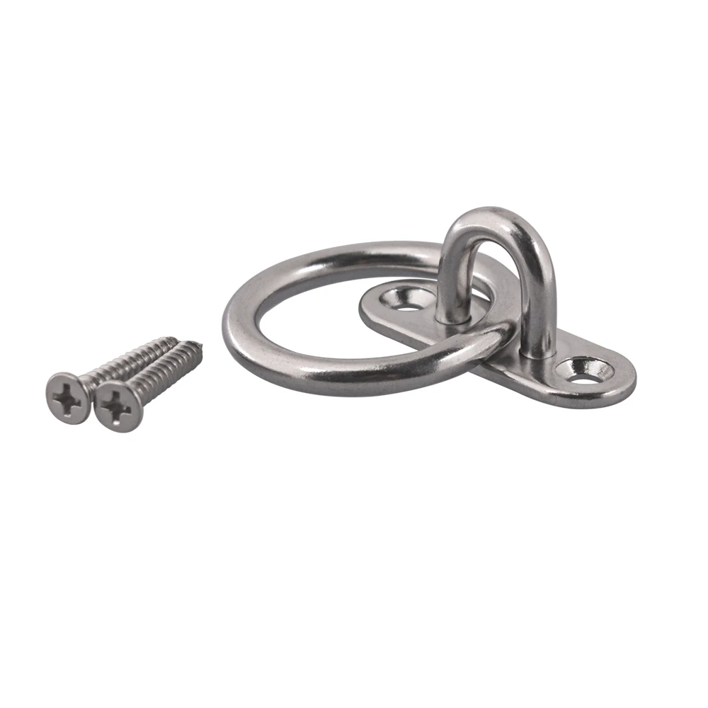 

3pcs 304 Stainless Steel M6 oval base Sail Shade Pad Eye Plate U-shaped Hook Ring Welded with Self-tapping Screws