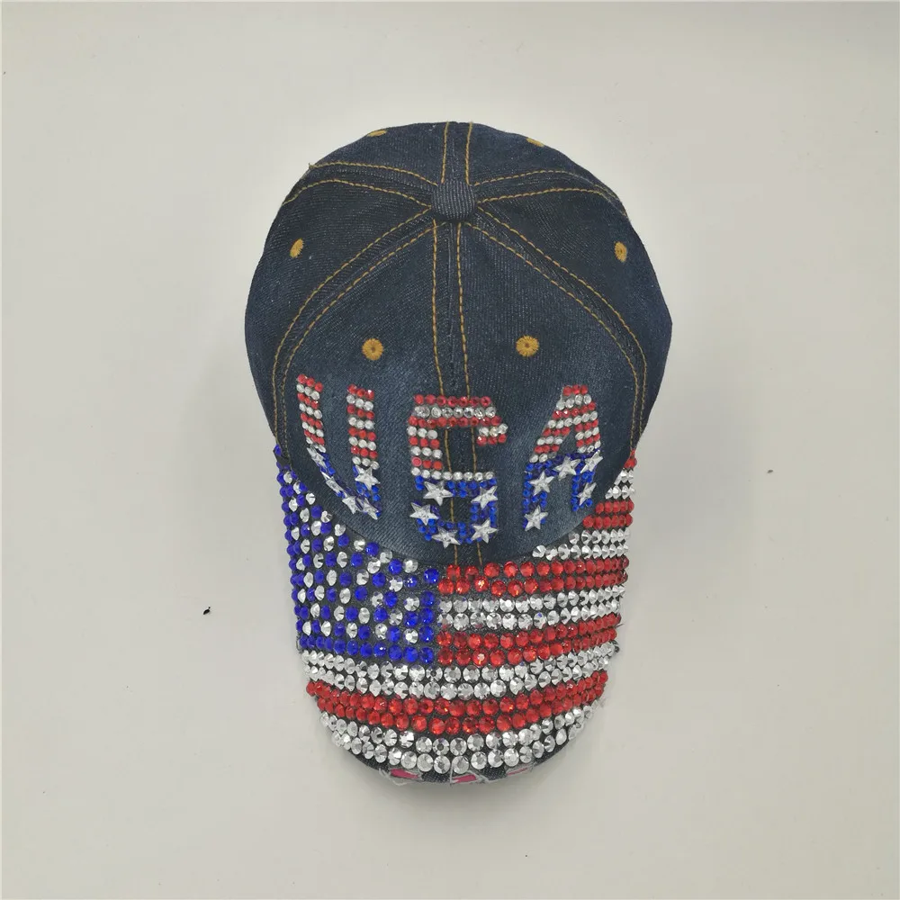 

LGFD2017521 women USA FLAG Stars and Stripes jeans snapback denim baseball capS