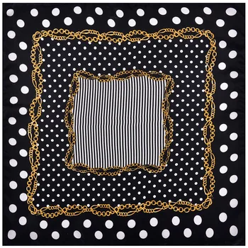 

Women's 2019 spring and summer wild wave dot pattern printing 52*52cm silk elegant satin scarf