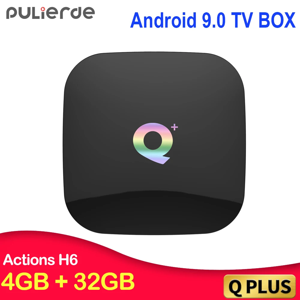ТВ приставка PULIERDE Q Plus Android 9 0 четырехъядерный H6 4 Гб 32 ГБ H2.65 4K 2 ГГц Wi Fi медиаплеер