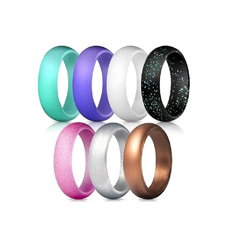 7 Colors Set Silicone Ring Size 5 9 Flexible Hypoallergenic non toxic