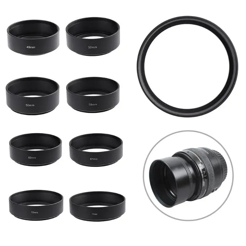 Buy Universal Lens Hood Standard Metal Camera Lens Long Focus Lenses Hood Screw
