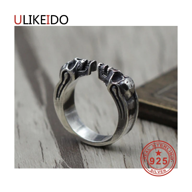 

100% Pure 925 Sterling Silver Jewelry Skeleton Rings Adjust Punk Mens Signet Ring For Women Special Christmas Gift 925