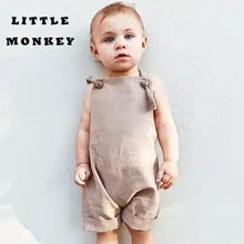 Новые летние комбинезоны для маленьких мальчиков комбинезоны без рукавов на бретелях модная одежда От 2 до 8 лет Детский женский комбинезон для девочек