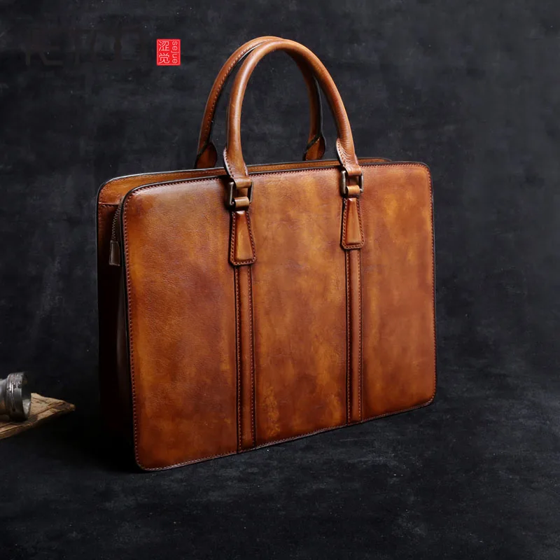 

AETOO First layer of leather men bag handbag business casual briefcase shoulder retro computer