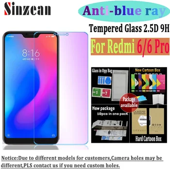

Sinzean 50pcs For Xiaomi Redmi mi6 Pro Anti blue ray tempered glass For Redmi 6 screen protector Film with retail box