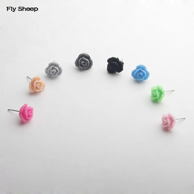 Multicolor Available  Resin Flower Handmade Earrin...