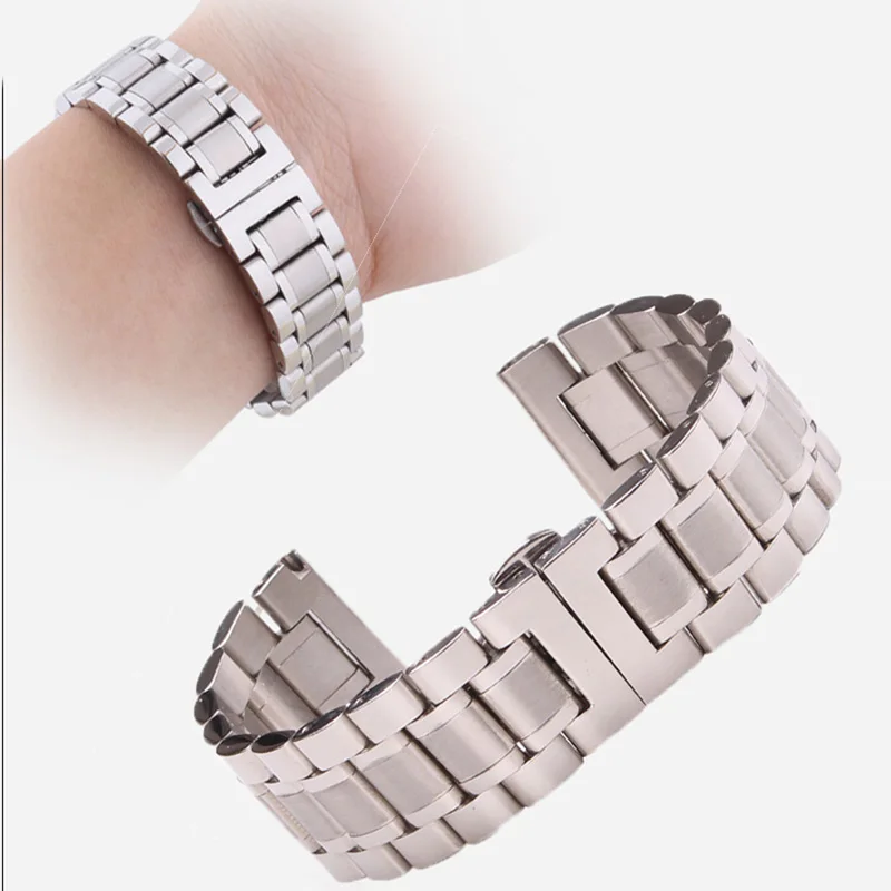 18 мм-24 мм, металлические Ремешки для наручных часов, браслет для женщин, модный, серебряный, твердый, нержавеющая сталь, роскошные часы, ремешок, аксессуары