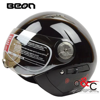 Классический Ограниченная серия BEON Moto rcycle шлем старинные мужские женские Moto Capacete половина шлем утвержденного ЕЭК - Цвет: black