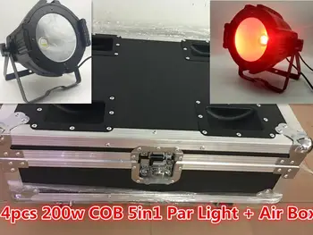 

Flight Case + 4pcs /200W COB 5 in1 LED Par Light RGBWA DXM High Power Aluminum Shell Stage Light Disco DJ Light can add cover