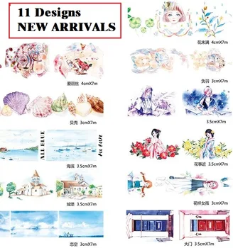 

11Designs 30/40mm Cloud/Pen/Star/Shoes/Bow/Rain/Flowers/Letter Pattern Japanese Washi Decorative Adhesive DIY Masking Paper Tape