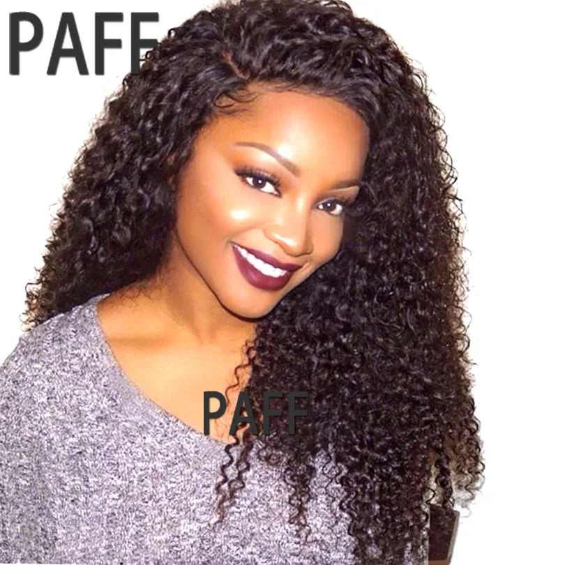 PAFF вьющиеся Синтетические волосы на кружеве парик 130% 150% 180% плотность бразильский Волосы remy натуральный Цвет для Для женщин с ребенком волос предварительно pluked