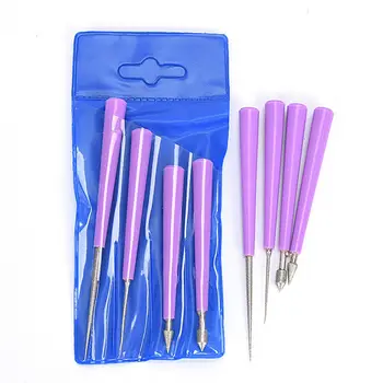 

4Pcs Jewelry Making Diamond Pearl Glass Bead Reamer Burr Beading Hole Enlarger Tool Purple Woodworking Hand Craft Tool Set