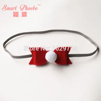 

20pcs/16C Fashion Cute Pom Pom Felt Bowknot Girls Hairbands Kawaii Solid Fur Ball Bow Girls Headbands Hair Accessories Headwear