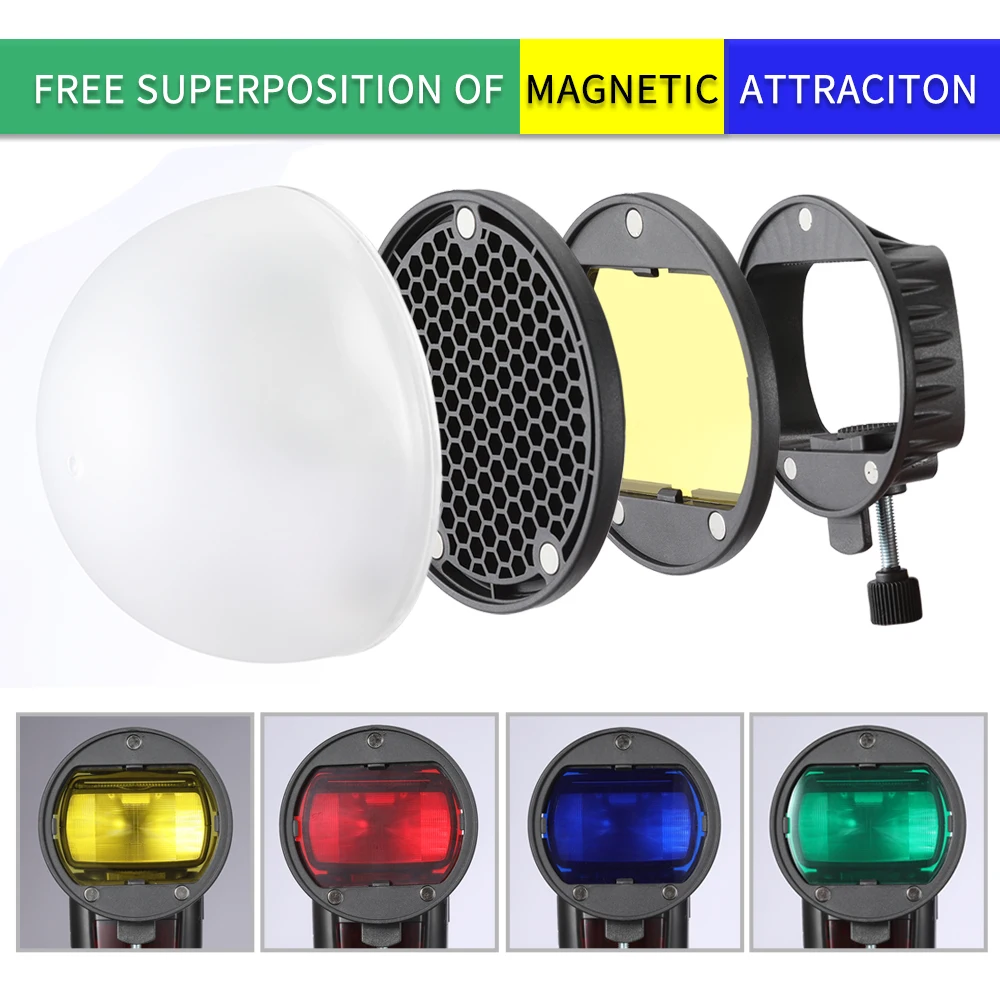 Online TRIOPO MagDome Filtro de Color Reflector de nido de abeja difusor bola accesorios Kits para GODOX YONGNUO Flash reemplazar AK R1 S R1