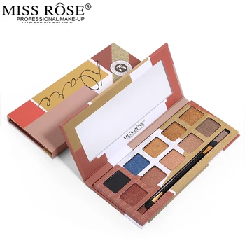

Miss Rose 10 Color Eye Makeup Shimmer Eyeshadow Brigten Illuminator Palette Earth Color Golden Eye Shadow Make Up with Brush