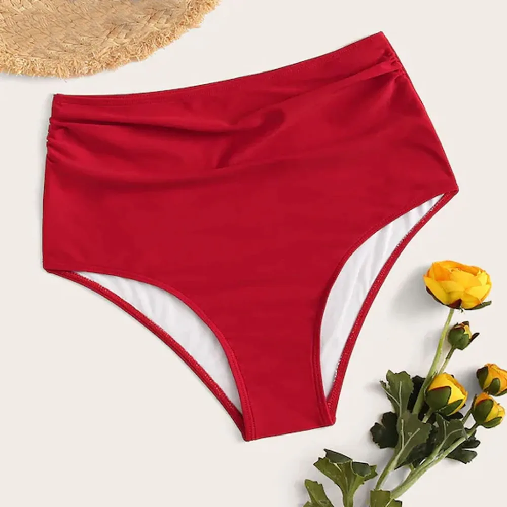 Women High Waist Bikini Bottoms Swim Briefs Beach Shorts Stretch Shorts Female Swimming Pants  Sexy High Cut Fashion L5# (16)