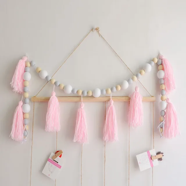 Nordic Style Yarn Tel And Bead Garland Hanging With Nordic Style Yarn Tel And Bead Garland Hanging With Decorations Bed Nursery Decor S