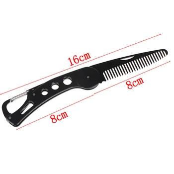 

Hot 1PC Stainless Steel Foldable Beard Comb For Men Portable Male Black Moustache Comb Styling Tool For Travel Outdoor Sports