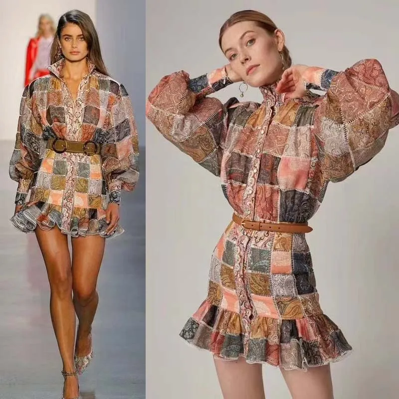 

Women clothes 2019 elegant silm dress fashion lingge printing wrap dress vadim long sleeve office wonen's clothing