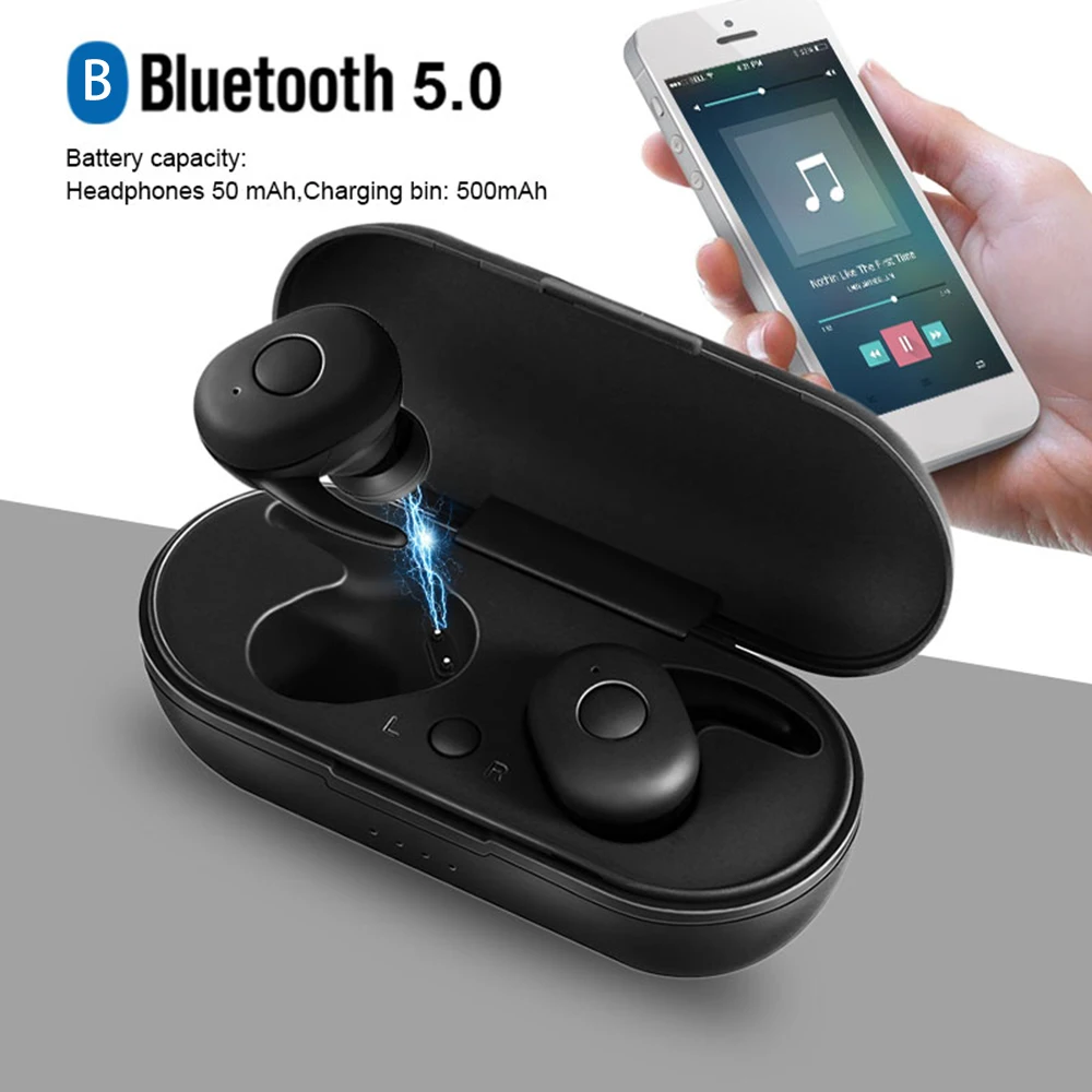 TWS Bluetooth 5 0 Stereo Earbuds Mini Wireless Automatically Cut High Fidelity Audio Bluetooth earphone with Charging Stand
