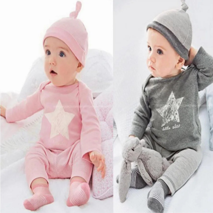 christmas cotton baby bebes boy girl clothes set ,star model has + suit +pants 3peice of set pijama infantil robe newborn