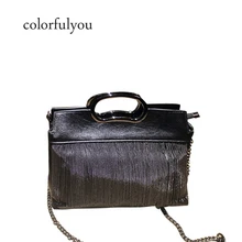 Новая роскошная сумка с кисточками, Сумка с бахромой для женщин, модная сумка из искусственной кожи большой емкости, сумка в стиле панк с цепочкой, сумка через плечо