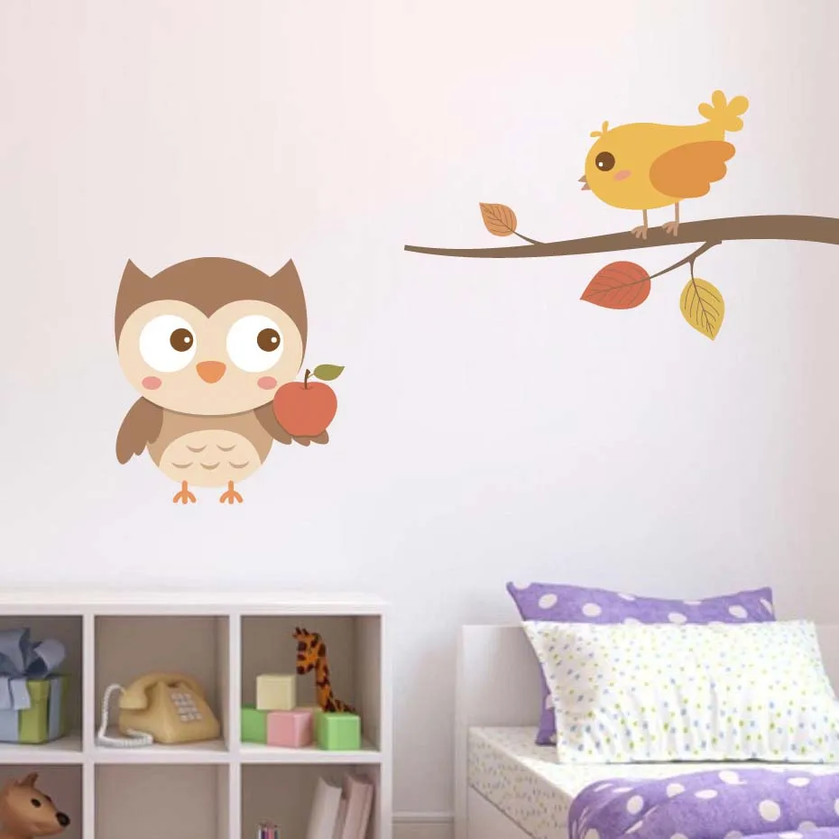 Decorative Owl Bird Tree Wall Sticker For Kids Living Rooms Children Baby Nursery Wallpapers For Bedroom Decoration Home Decor