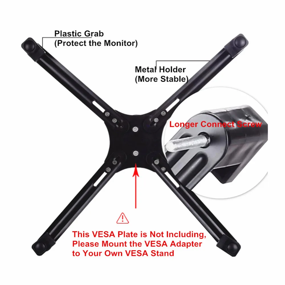 For 14-27 inch LCD Monitor No Mounting Hole LCD Display Extension VESA Adapter Fixing Bracket Monitor Holder Support Mount (5)