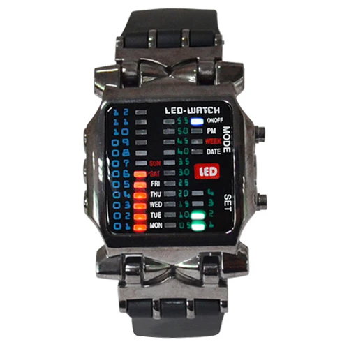 

SANWOOD Fashion Creative Luxury men woman Binary LED Digital Date Square Dial Casual Sport Plastic Band Wrist Watch heren horl