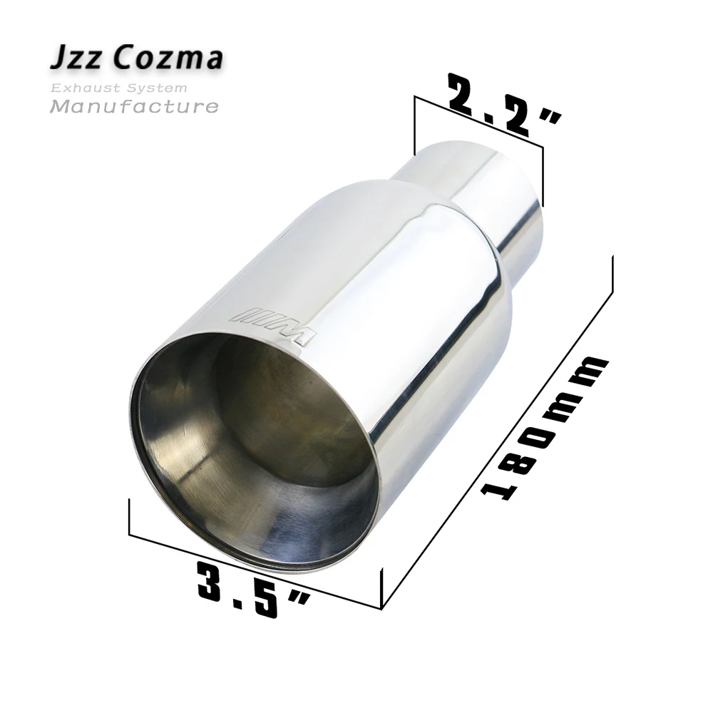 Jzz Универсальный " Хромированная выхлопная труба автомобиля из нержавеющей стали выхлопные наконечники свернутые Двойные розетки Наклонный глушитель труба - Цвет: DW2017e-BW