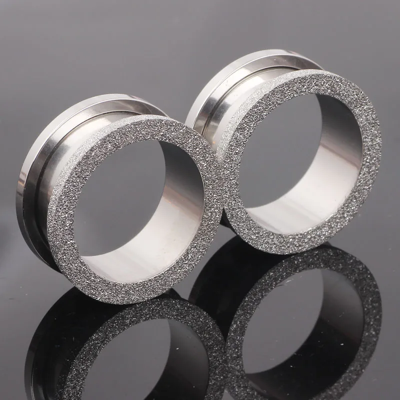 Flesh Tunnel Plug Stahl Glitter Glitzer Rose Gold 4-20mm Stainless steel ear expander piercing plugs body jewelry