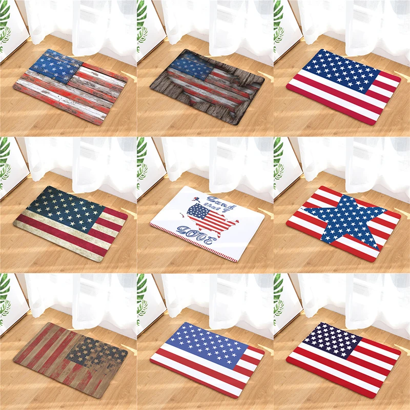 

Homing Welcome Home Hallway Door Mats Vintage American Flag Stars Pattern Rugs Light Soft Kitchen Living Room Bedroom Foot Pads