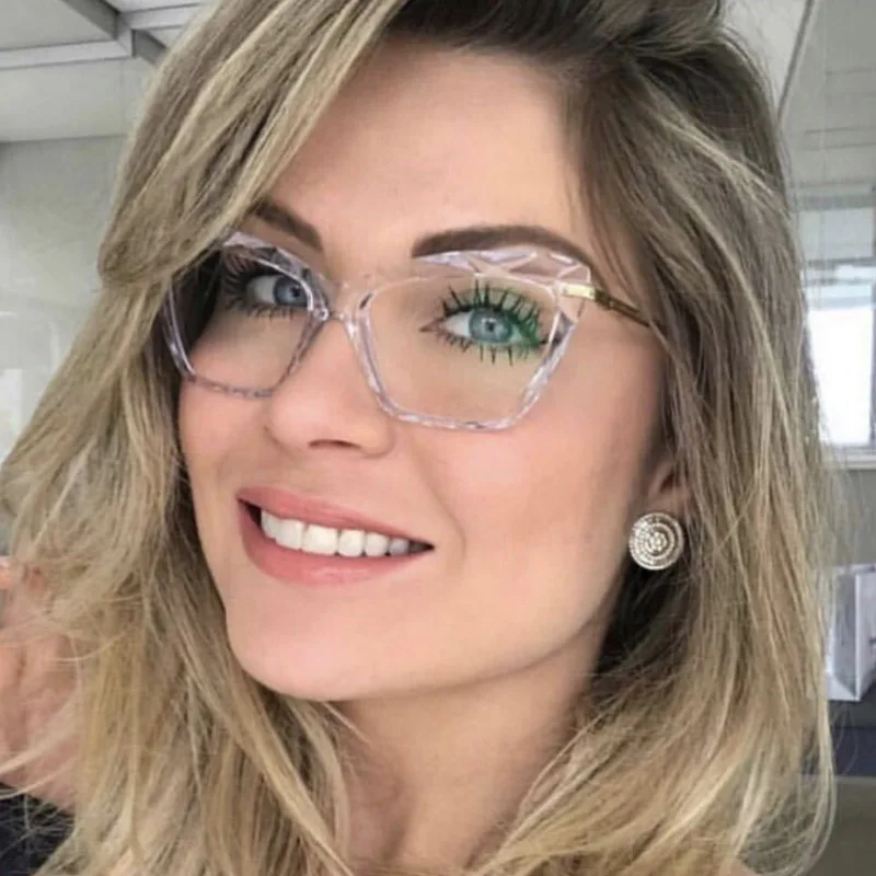Очки кошачий глаз, модные, неправильный крой, кристально прозрачные очки, оптическая оправа, очки armacao de oculos feminino, популярные в Бразилии