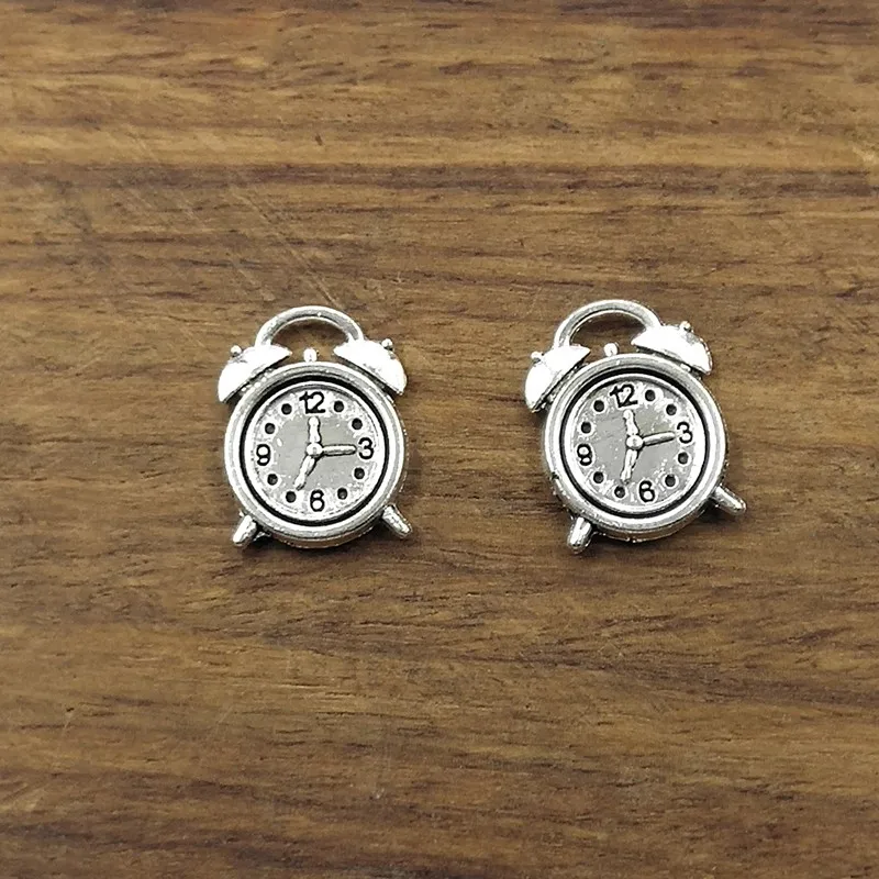 10pcs Charms Antique Silver Alarm clock Charm 17*14mm Tibetan Silver