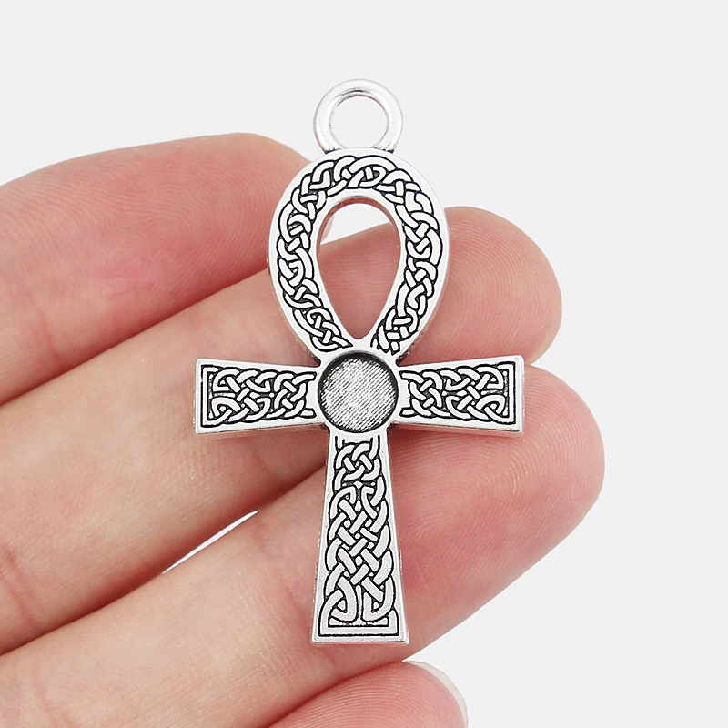 10pcs Ankh Egyptian Cross With 6mm Blank Cabochon Setting Charms